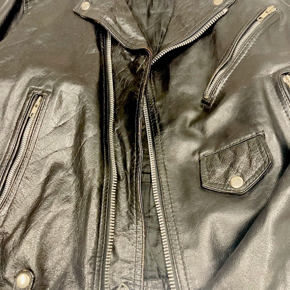 Large-Men’s Lone distressed leather motorcycle jacket - Picture 3 of 10